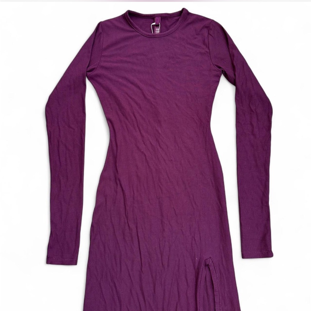 SKIM *NWT SOFT LOUNGE BOAT NECK LONG DRESS | COLOR: BORDEAUX | SIZE: S - Picture 4 of 8